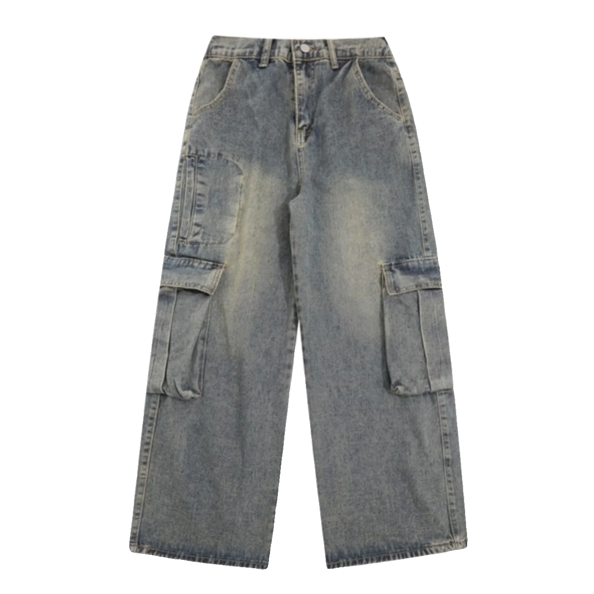 

High street jeans men Spring and autumn men retro straight leg trousers loose casual wide leg trousers