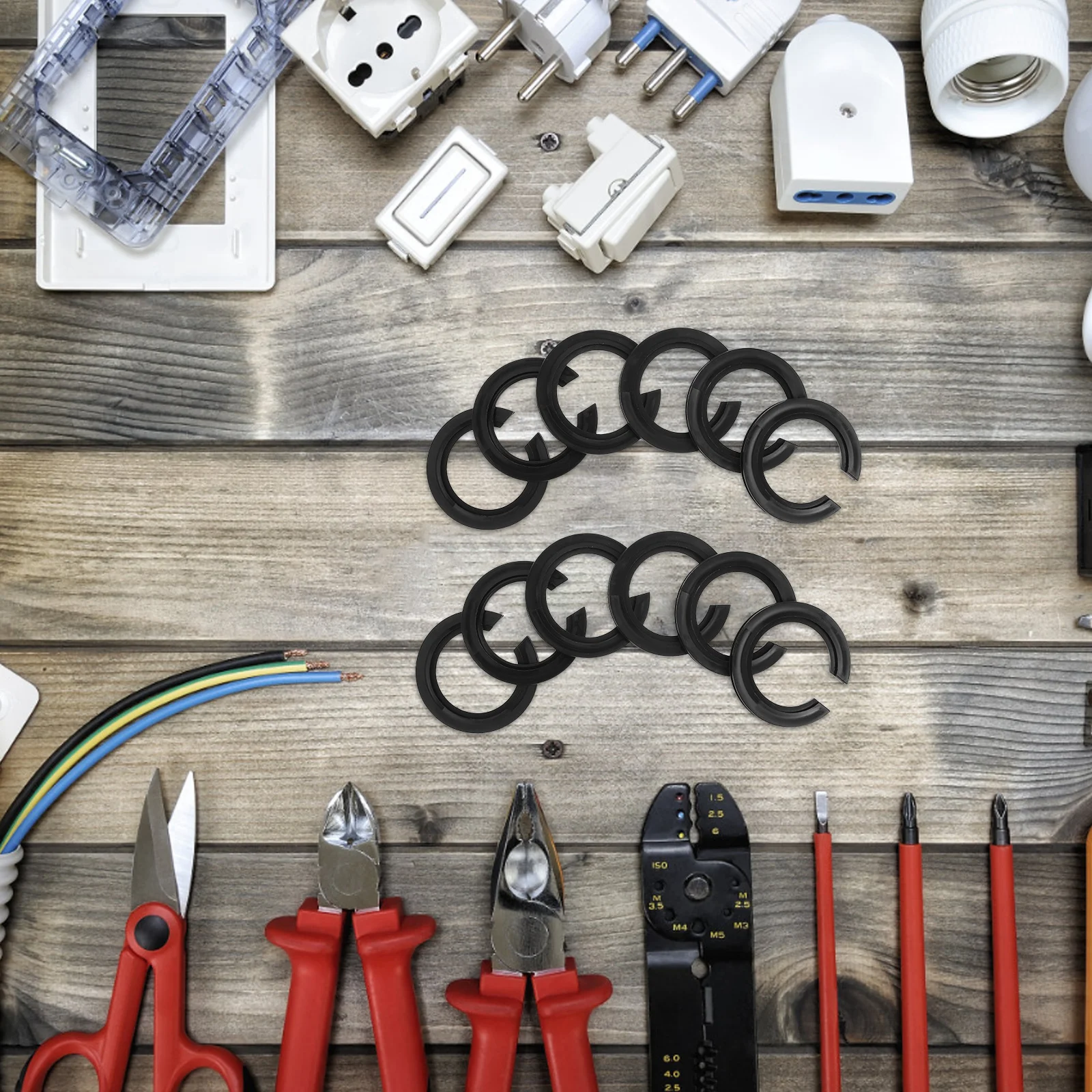 

100Pcs E27 to E14 Lamp Base Socket Adapter Converter Black Plastic Lampshade Reducer Ring for Office Home Lighting Fixtures