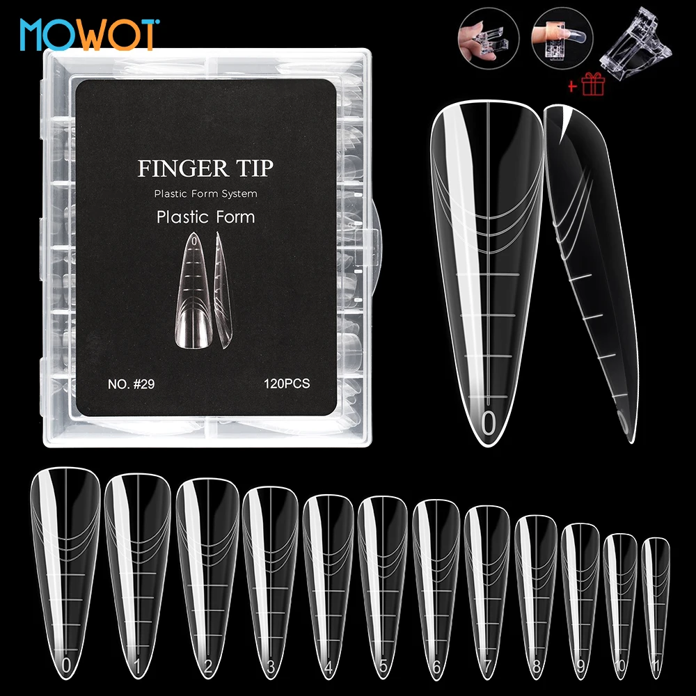 MOWOT 120/140 peças Molde de Unha Estilete Duplo com Clipes para Unhas, Cobertura Total, Unhas Postiças, Molde de Gel para Extensão de Unhas._voghion.com
