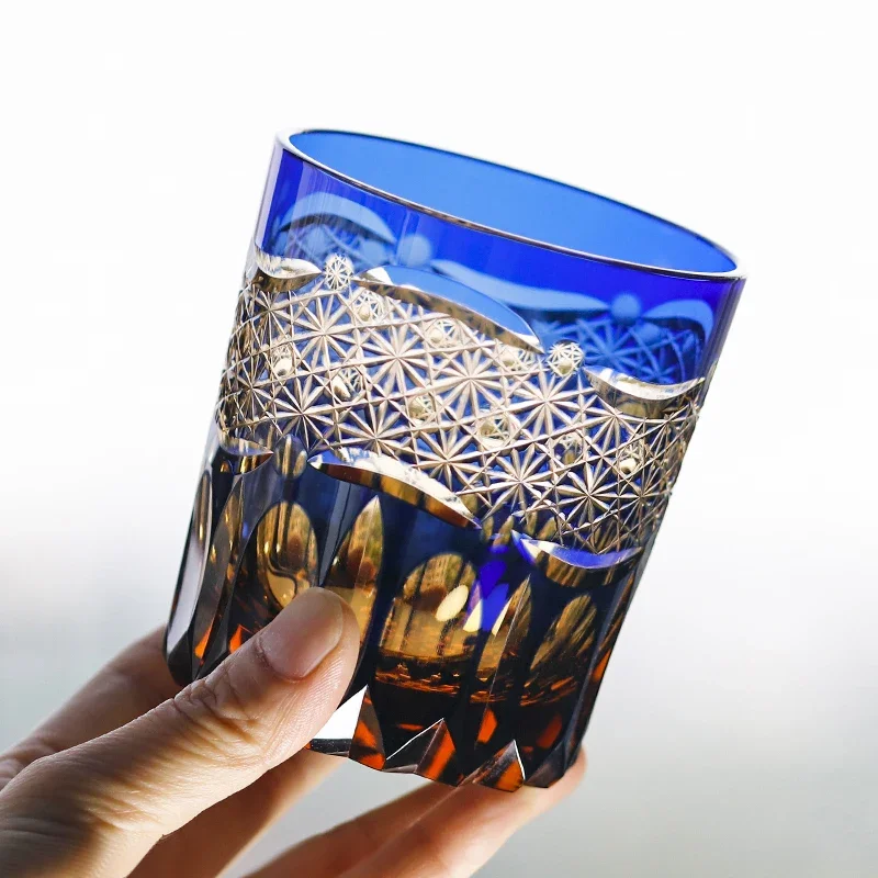 240 ml 320 ml Classic Auspicious Clouds Edo Kiriko Whiskey Glass Tumbler Japanese Style Cocktail Cup with Gift Box Cut Glassware