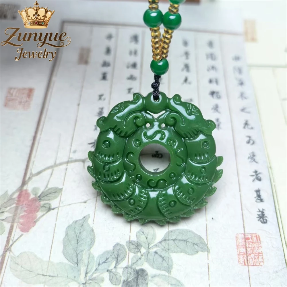 

Natural Hetian Jade Jadeite Ancient Dragon Pendant Luxury Quality Jewelry Fashion Jewelry Best Selling Exquisite Charms Elegant