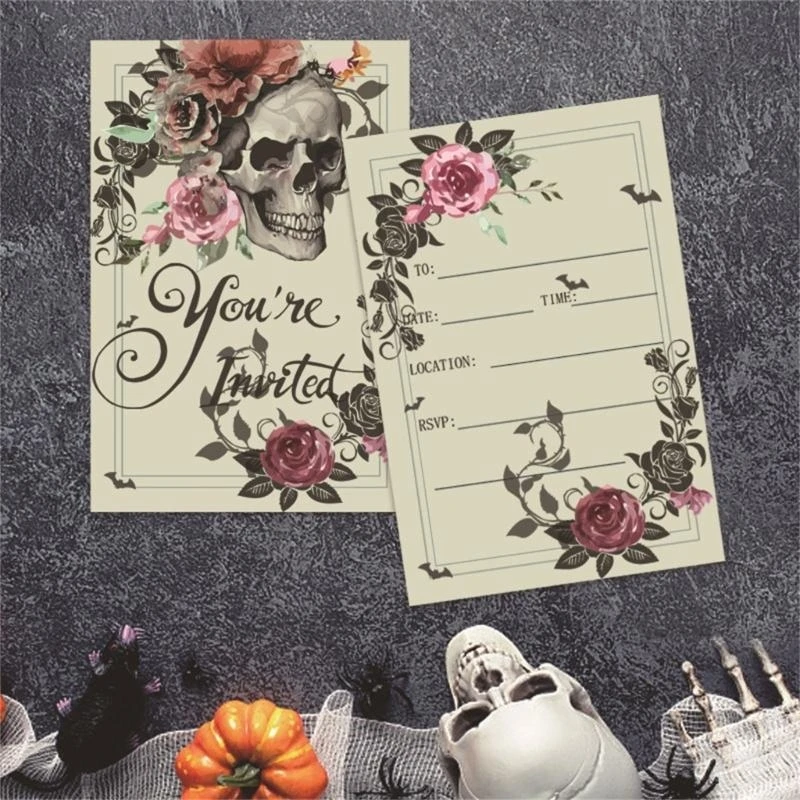 W89C 10Pieces Halloween Invitations Card 4x5Inch Party Invitation Halloween Greeting Cards For Halloween Holiday Supplies