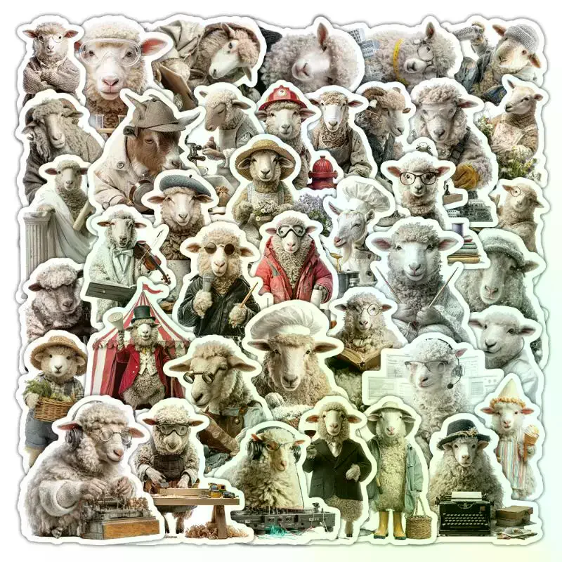 Realistic Lamb Stickers, Cute Sheep Children Student Stationery Notebook Phone Case Waterproof Decorative Sticker 50Pcs