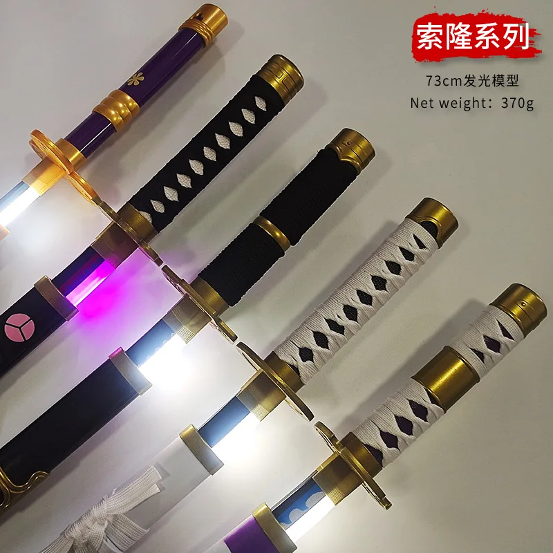 

73cm One Piece Zoro Katana Light Sword Cosplay Samurai Charge Glow Nichiren Knife Toy Bamboo Model Wado Ichimonji Kitetsu Gifts