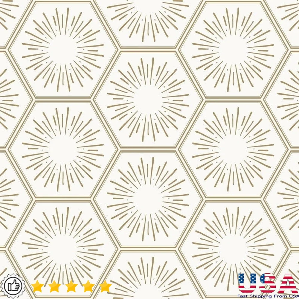 

Металлические золотые сотовые обои с кожурой и наклейкой, 20,5 x 16,5 футов, съемные геометрические самоклеящиеся виниловые обои для домашнего декора