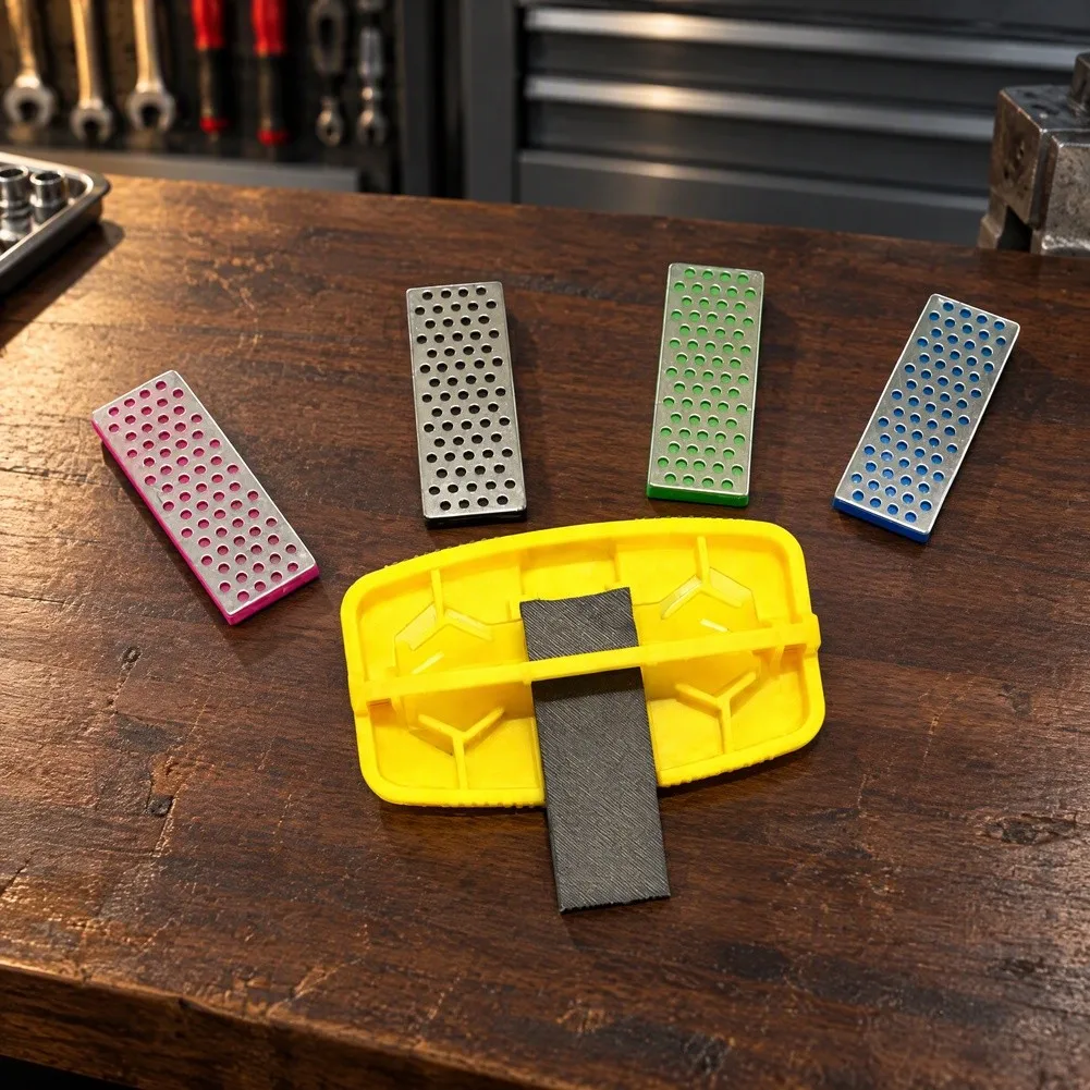 Ski Edge Sharpener Featuring Multi-Angle Capability Diamond Abrasive Discs and Metal File for All Conventional Ski Types
