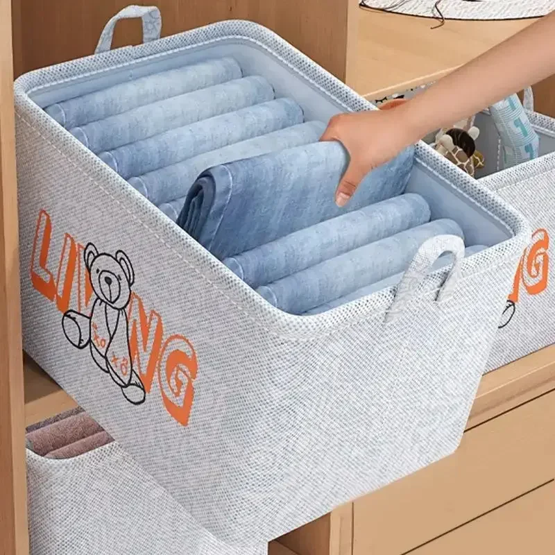 

Household Portable Storage Basket with Handle Laundry Storage Box Foldable Toys Organizer Household Sundry Organizing Bag 보관함