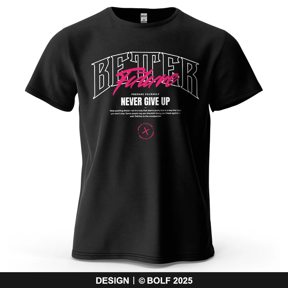 Better Future Motivational Bedrucktes Herren-T-Shirt aus 100 % Baumwolle, übergroße urbane Grafik-T-Shirts für Damen, Tops, T-Shirts, Streetwear
