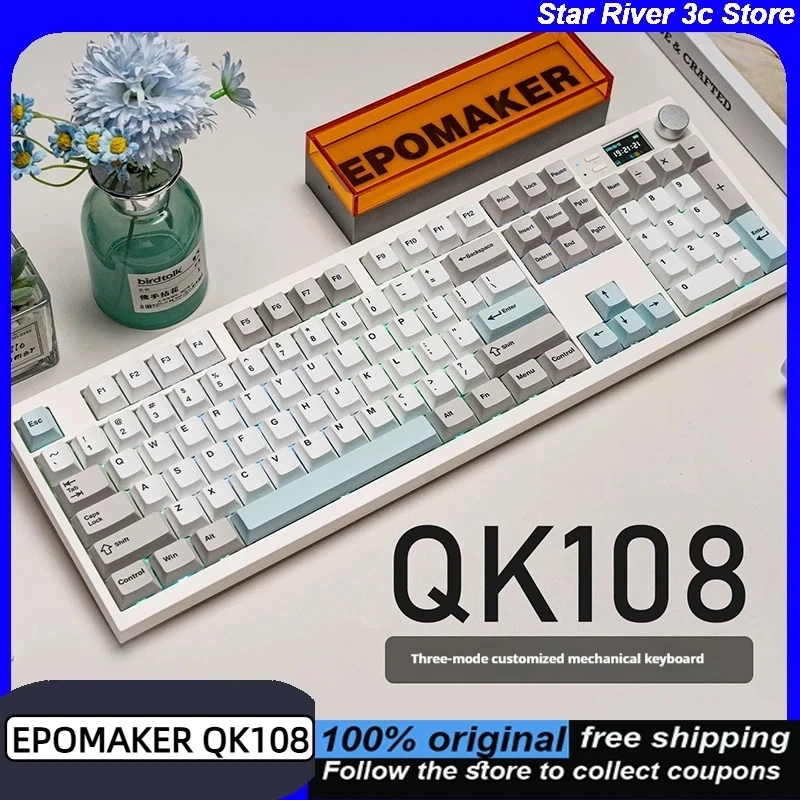 EPOMAKER QK108 Bluetooth Wireless Mechanical Keyboards with PBT Keycaps Hot-Swap 8000mAh Battery RGB Customized Gaming Keyboards