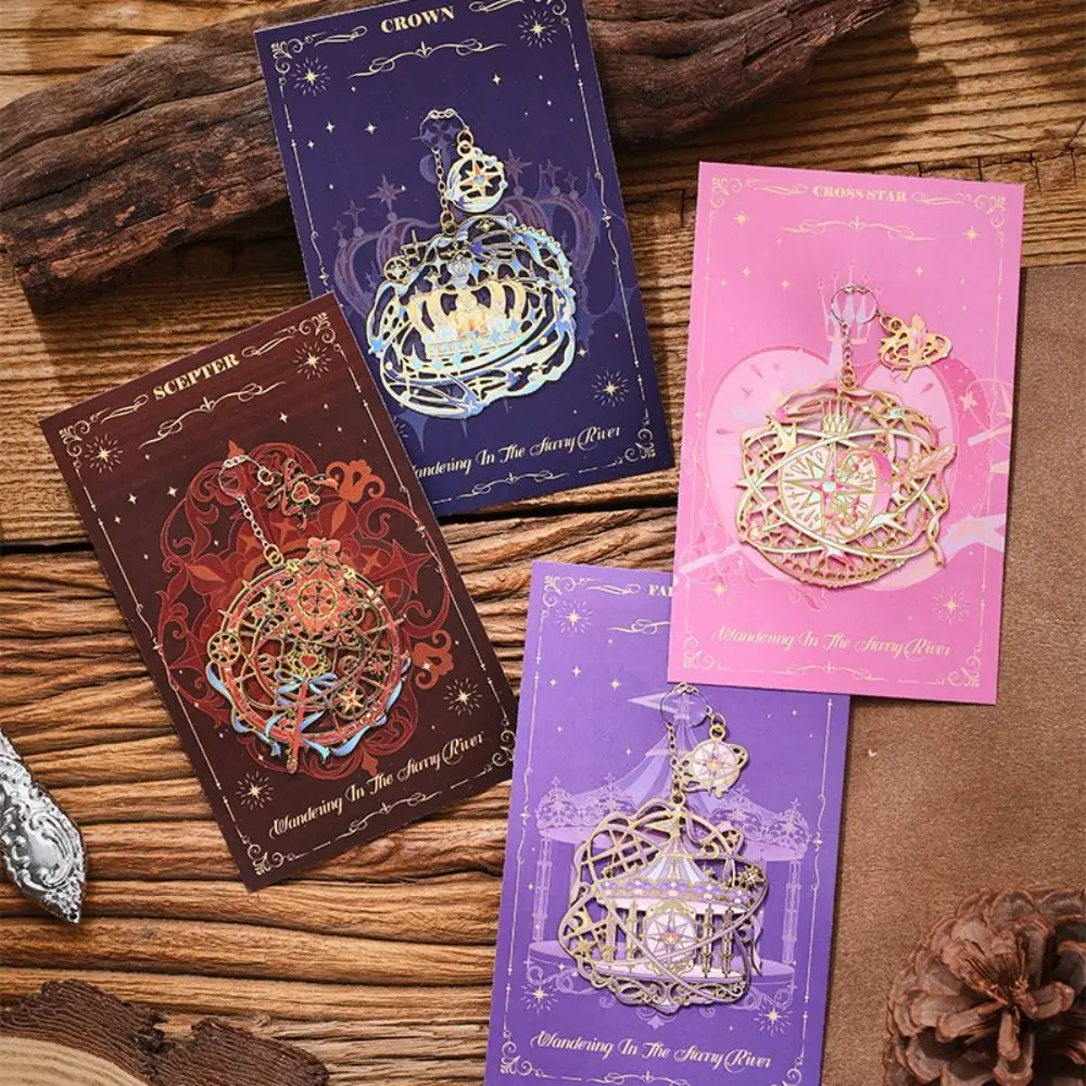 

Exquisite Metal Bookmarks Portable Students Reading Tool Hollow Hot Stamping Bookmark Long Tassel Bookmarks