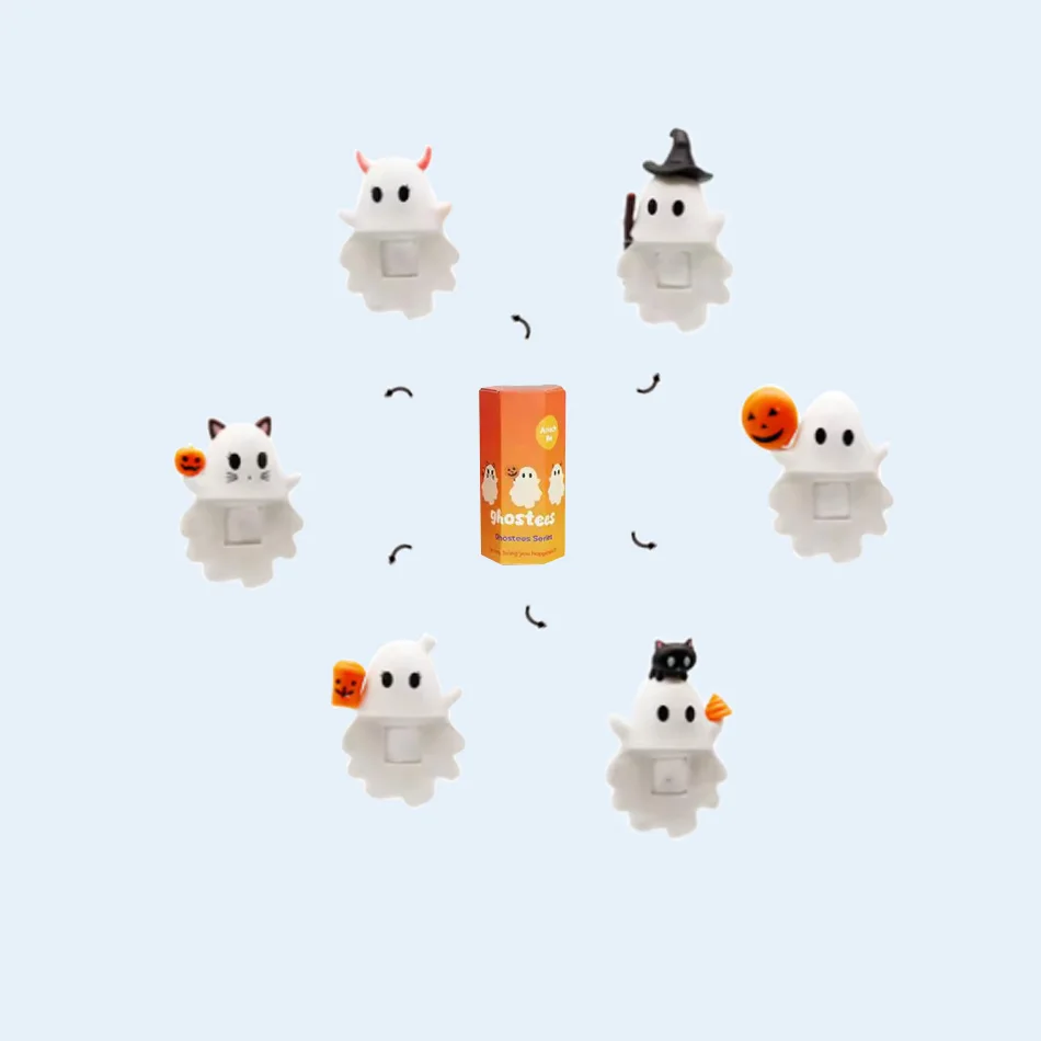 In Stock Ghostees Mystery Cute Halloween Blind Box Collect Hippers Action Figure Mystery Toys Kid Surprise Gifts