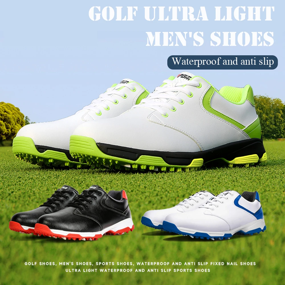 PGM Golfs Shoes For Men Comfy Breathable Waterproof Sneaker Lace-Up Non-Slip Causal Sports Shoes Golfs Accessories 39-44 Size