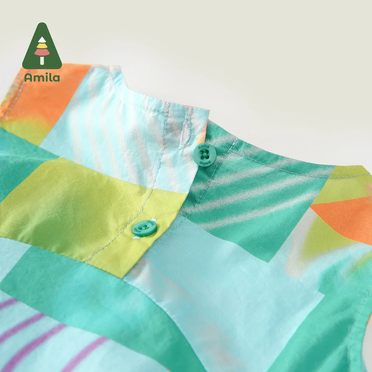 Amila-vestido estampado geométrico infantil, fofo, doce, respirável, confortável, verão, vestidos de menina, 0-6Y, novo, 2022