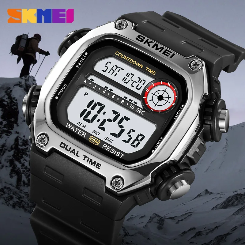 SKMEI 2126 Fashion Light Digital Electronics Sport Watches for Man 5Bar Waterproof Stopwatch Wristwatch Alarm Montre Homme