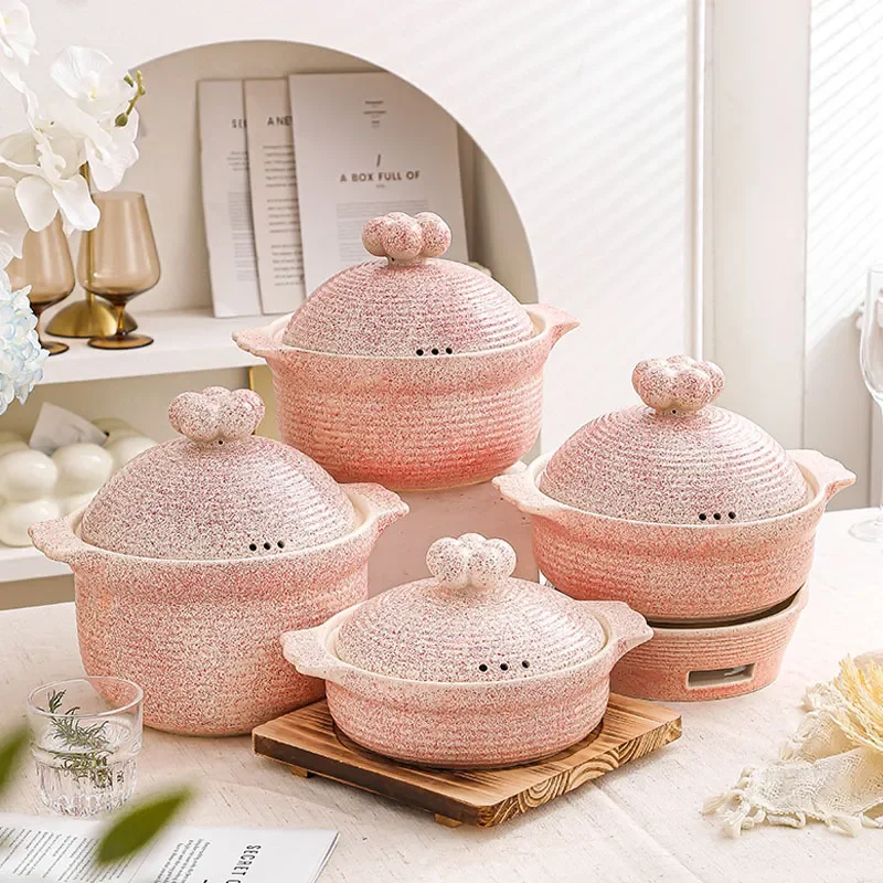Ceramic Casserole Pot for Gas Stove Heat Resistant Clay Cooking Pot for Soup Rice Stew Durable Kitchen Cookware Household Use