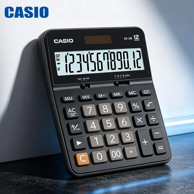 Casio DX-12B/DX-120B/DH-12 Light luxury solid color business calculator non-slip wear base business meeting records accounting