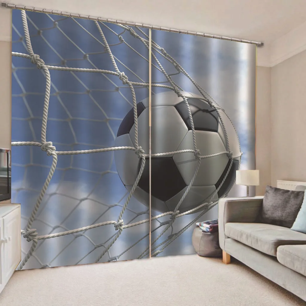 3D printed bedroom shade warm football curtain simple Bathroom Curtains Decor Polyester