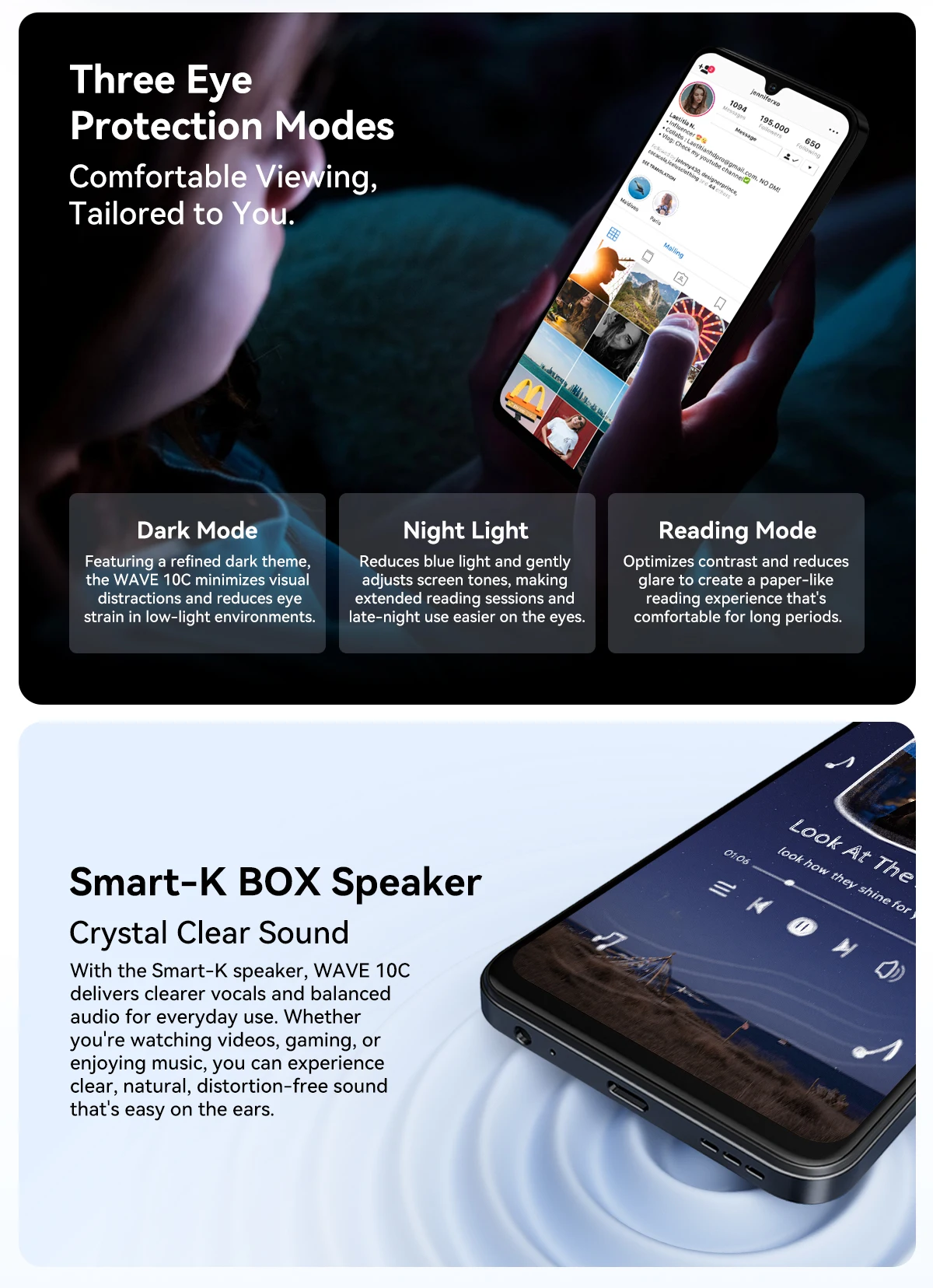 Blackview Wave 10C Smartphone, 6.88" HD+ IPS Display, 4GB RAM+32GB ROM/4GB RAM+128GB ROM, 9.1mm Thin Body 205g Lightweight, 32MP Camera Support 1080P FHD Video, 5000mAh Battery, Doke AI 2.0, Free Protective Case
