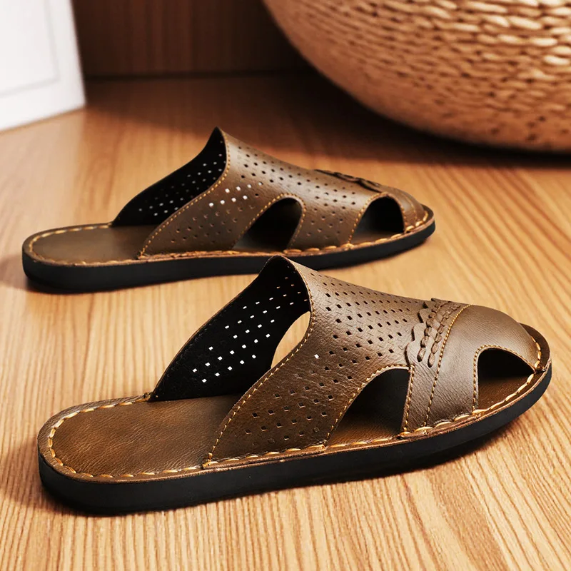 Mens Sandals Summer Genuine Leather Sandals Men Outdoor Casual Lightweight Sandal Fashion Men Sneakers Size 38-46