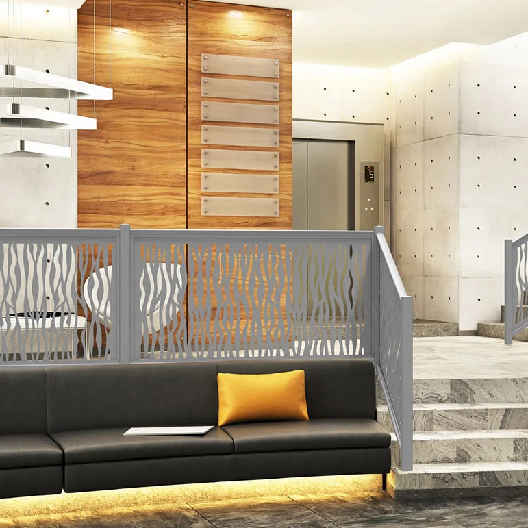 Personalizzazione Ringhiera per ponte in acciaio inossidabile verniciato a polvere Balaustra per scale in alluminio Modello personalizzato ha mangiato ringhiere per schermi con taglio laser