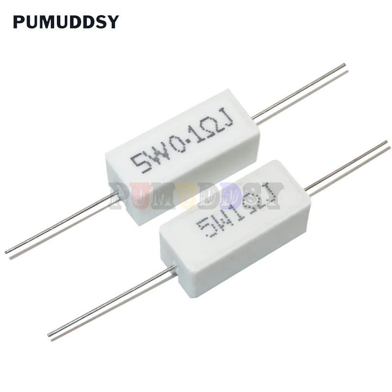 10PCS 5W Cement Resistance 0.1 ~ 10k Ohm 0.33R 1R 10R 100R 0.22 0.33 1 10 100 1K 10K Ohm Cement Resistor