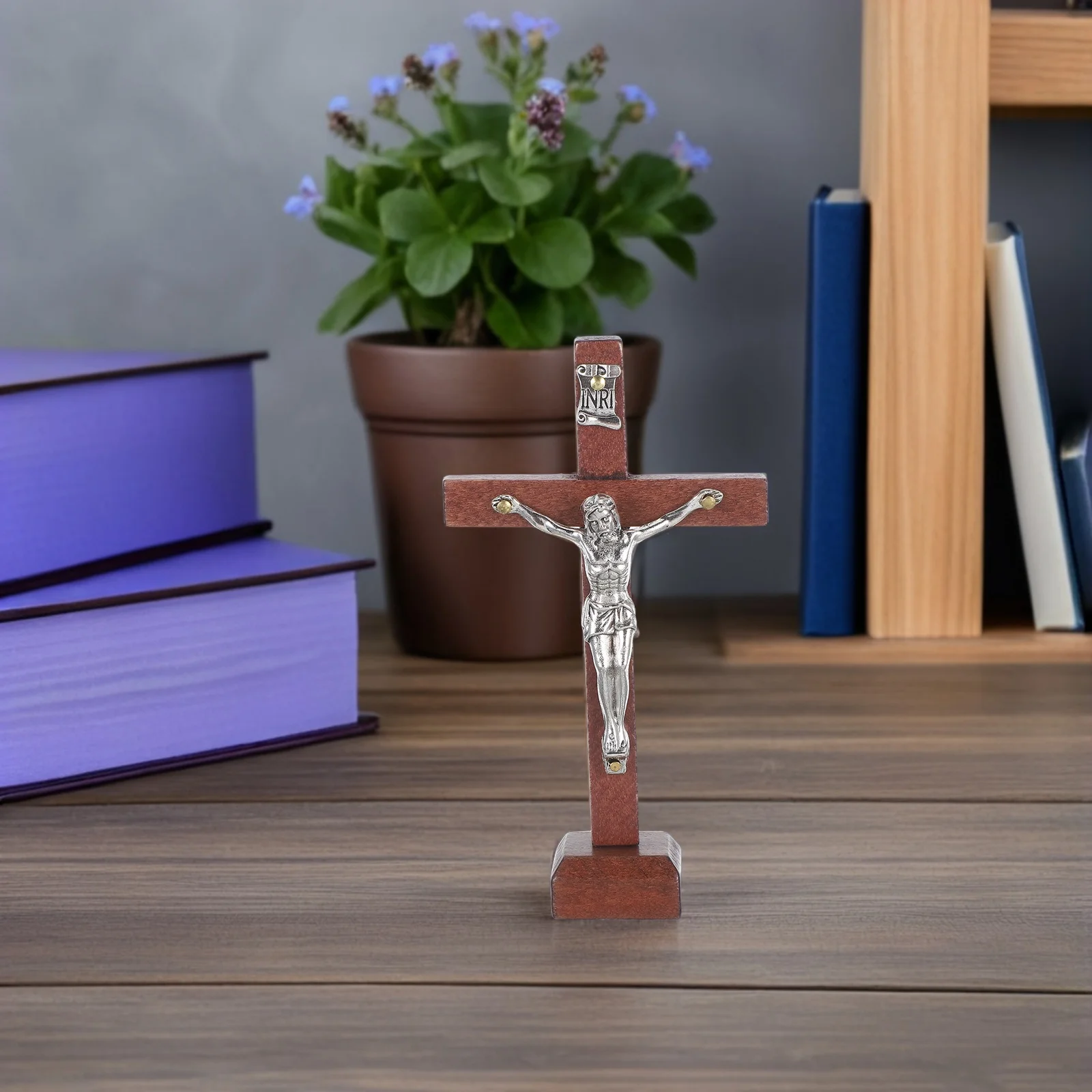 

3Pcs Wooden Table Cross Small Crucifix Solid Base Christian Altar Cross Baptism Prayer Religious Decor Prayer Wood Crosses