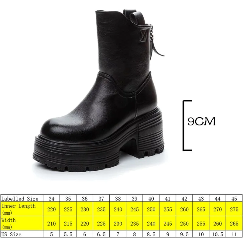 Fujin 9cm Microfiber Synthetic Leather Platform Wedge Women Boots Ankle Spring Knee High Fashion Autumn British Boots ZIP Shoes