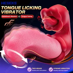 HESEKS 4 in 1 Tongue Swing Vibrator Mouth Biting Clitoral Stimulator Realistic Tongue Dildo Rose Sex Toy for Women 18+