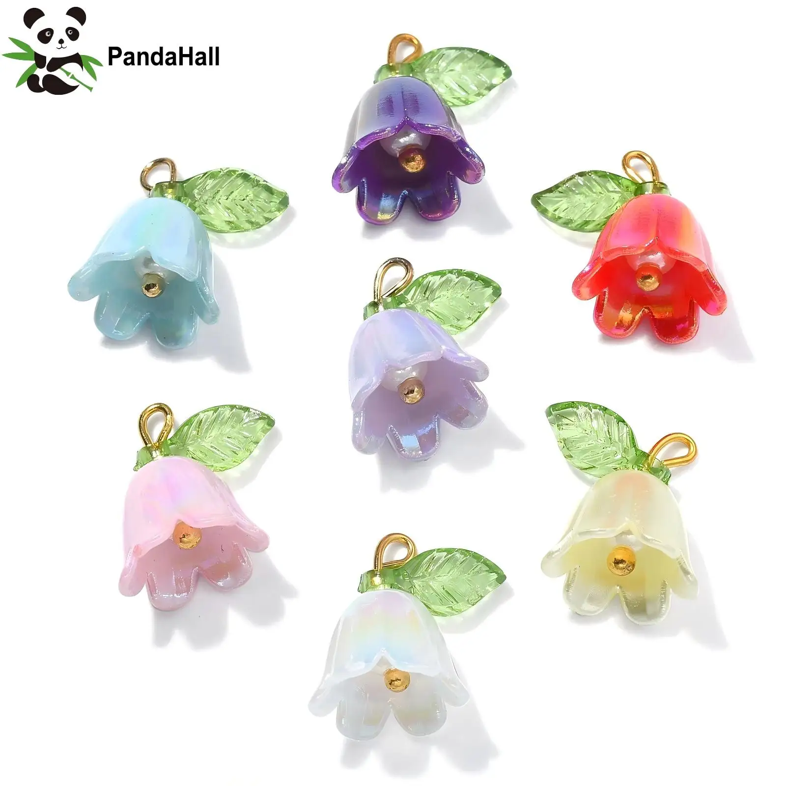 

PandaHall 30Pcs Random Resin Bell Orchid Charms with Imitated Pearl Beads Lily of the Valley Flower Charms for Jewelry Making
