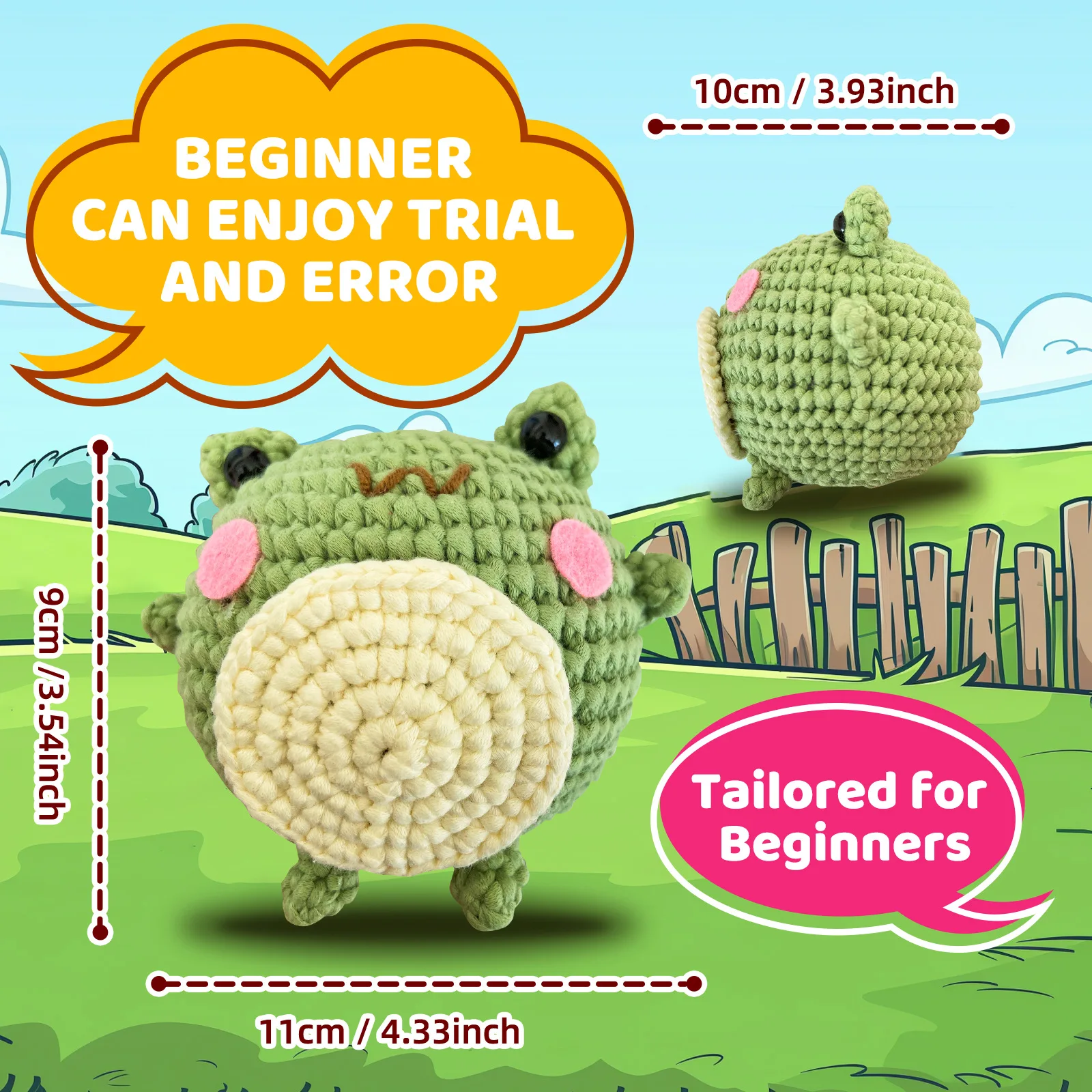 Cute Frog Doll Crochet Fabric Bag DIY Knitting&Crocheting English Tutorial Picture Easy To Get Started With