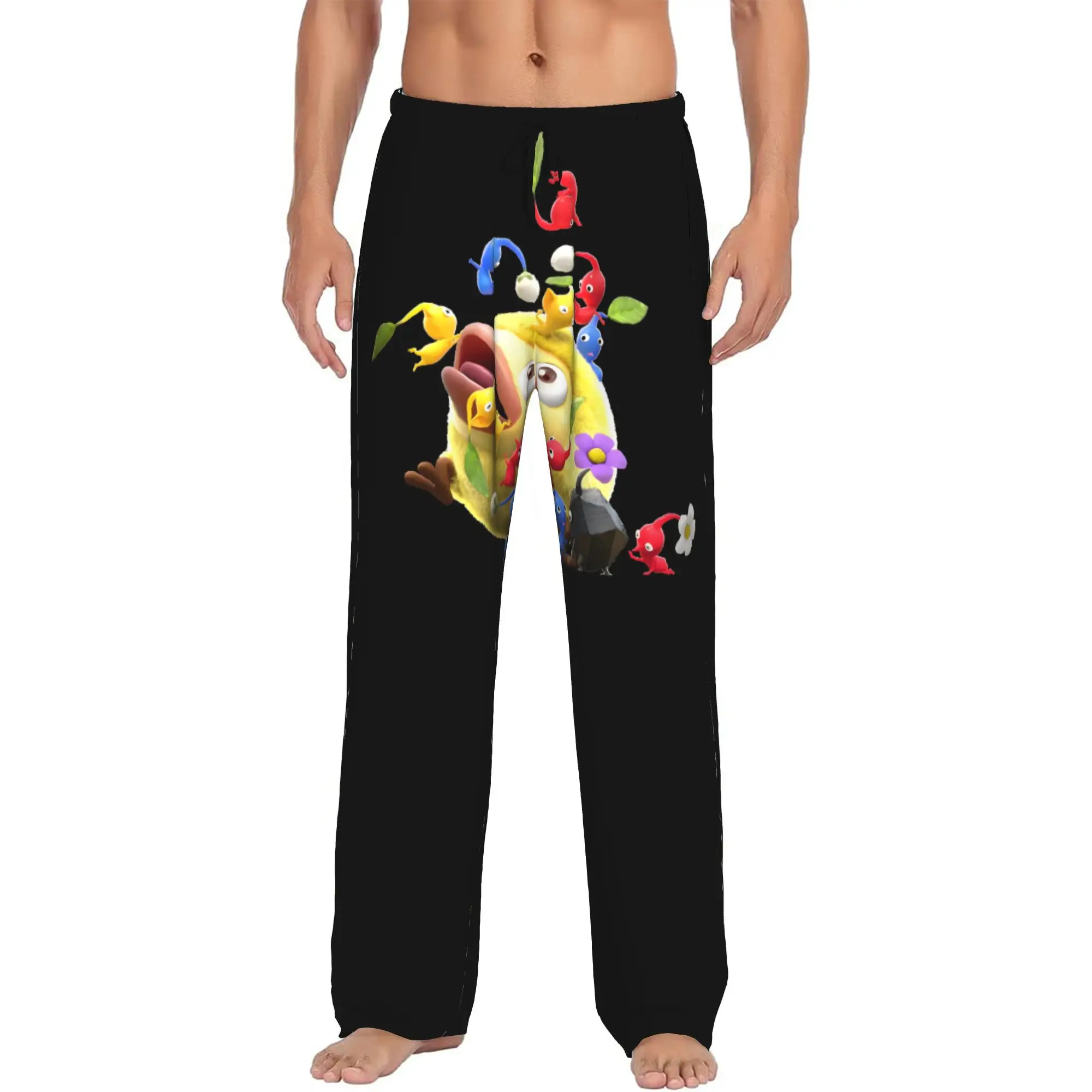 Custom Printed P-Pikmines Pajama Pants Men's Cute Anime Sleep Sleepwear Bottoms with Pockets