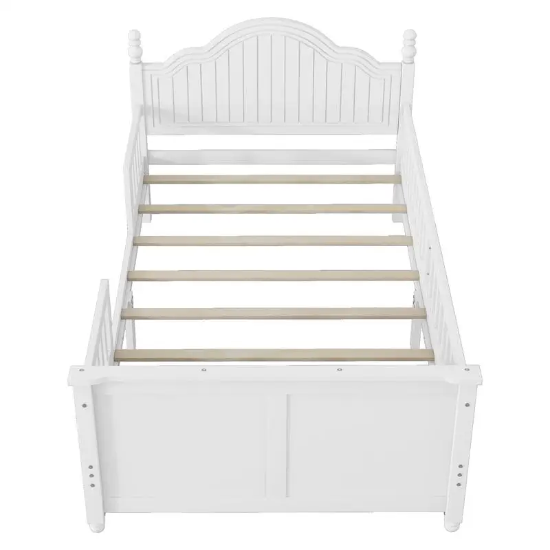 سرير خشبي بمنصة مزدوجة للأطفال مع لوح أمامي ولوح للقدمين، أبيض، وصول متوقع 2025/09/30 #6