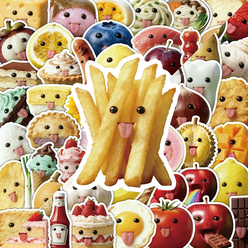 10/30/50/100pcs Funny Abstract Food Meme Stickers Fruits Vegetables Cartoon Decal DIY Luggage Phone Guitar Cute Creative Sticker