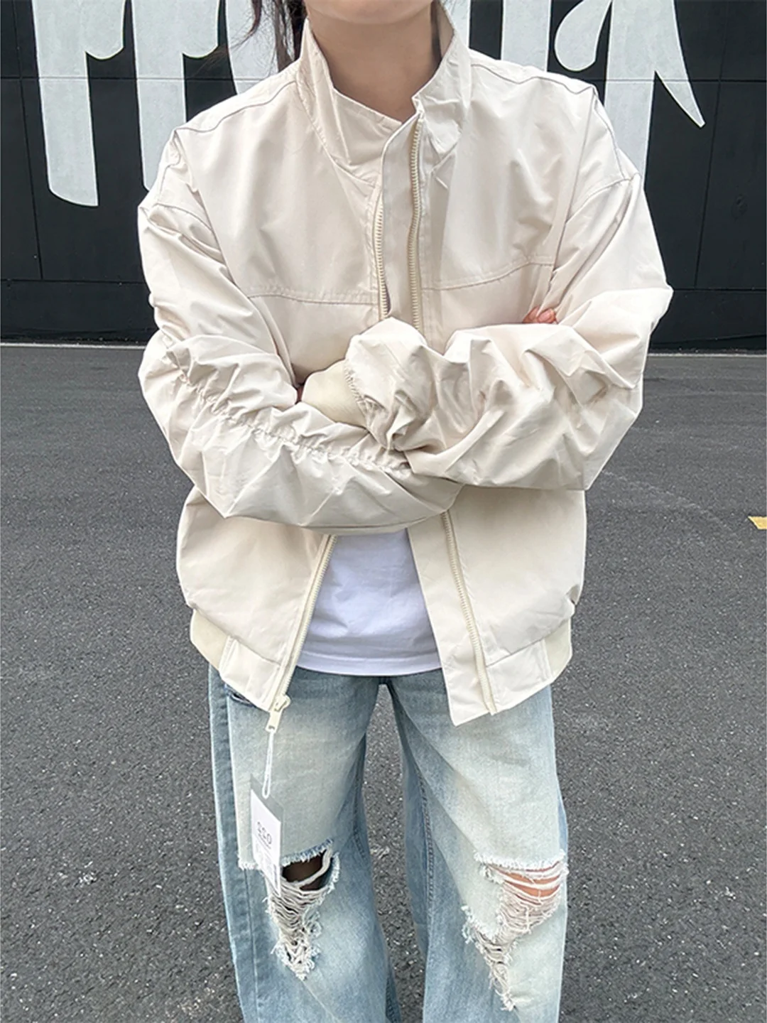 เสื้อแจ็คเก็ตกันลม Cleanfit American Sle รุ่น Jaet ort สำหรับกิจกรรมกลางแจ้ง แบบเบสบอล คอตั้ง สำหรับผู้หญิงและผู้ชาย แฟชั่นฤดูใบไม้ร่วง เสื้อคลุม