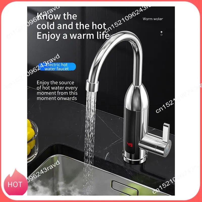 

HOT-1 Piece Electric Kitchen Water Heater Tap Instant Hot Stainless Steel Water Faucet EU Plug,C