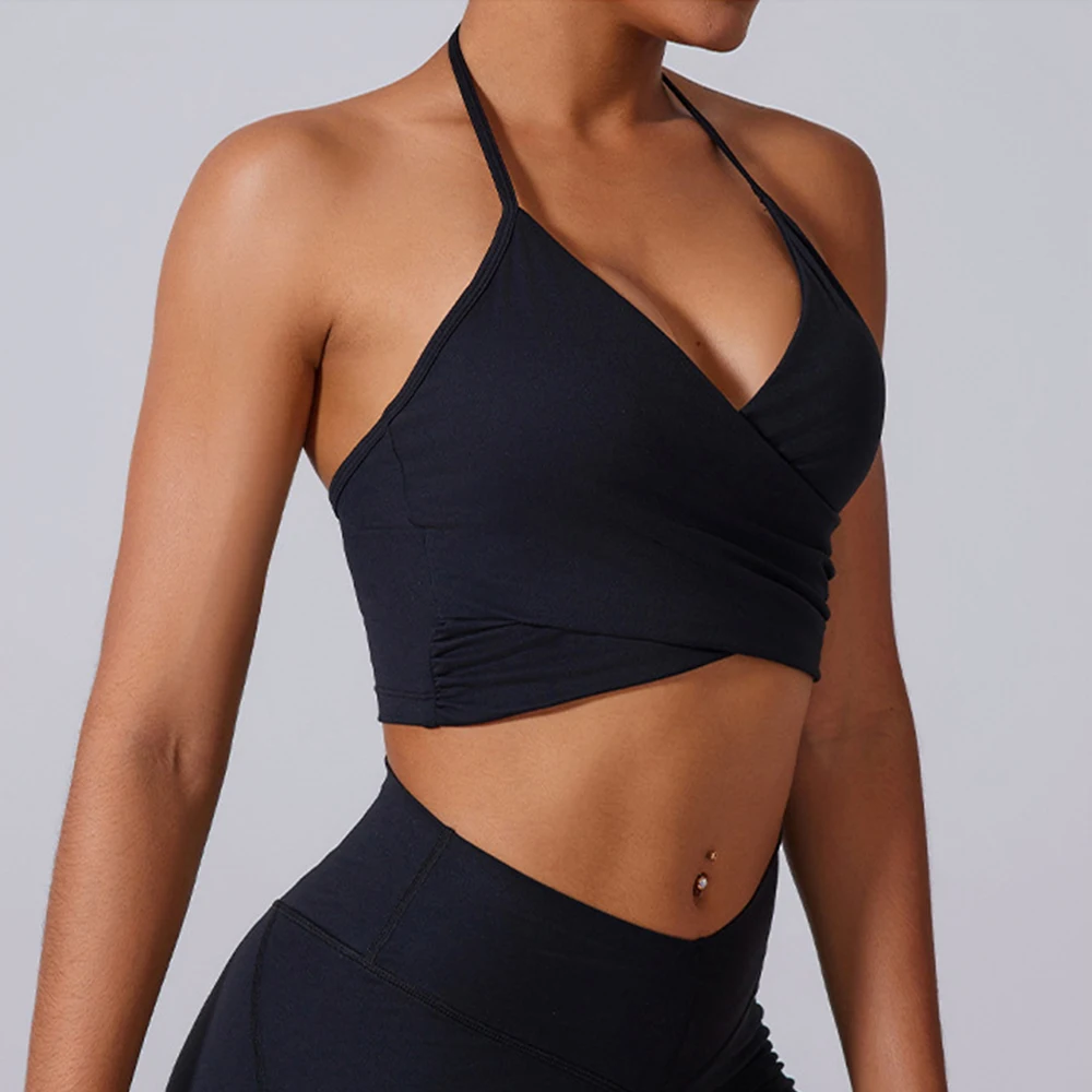 Hanging neck Bra for Women Sexy Beautiful Back Sport Bra Women's Underwear Gym Crop Top Shock-absorbing Quick Drying Fitness Top