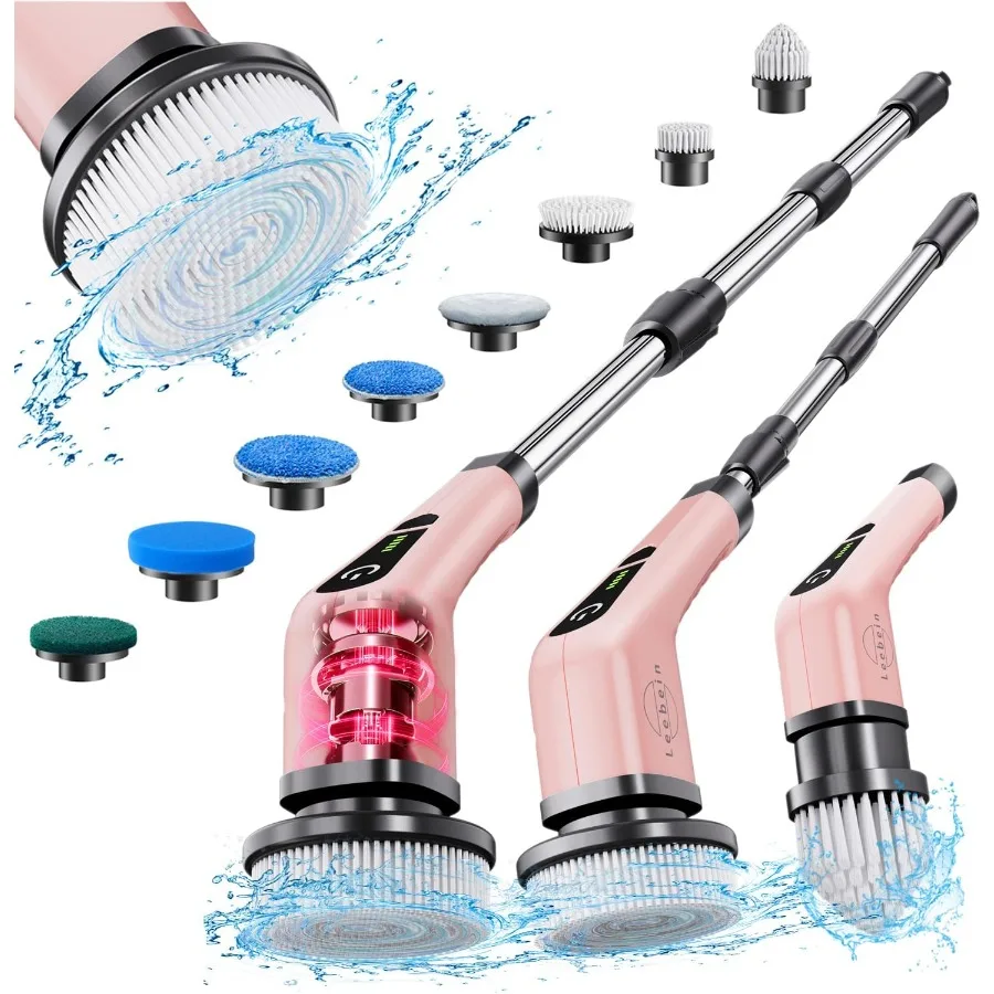 Leebein Electric Spin Scrubber Cordless Powerful Scrub Brush for Cleaning Bathroom Kitchen Shower Tub and Floor Tile with Adjus