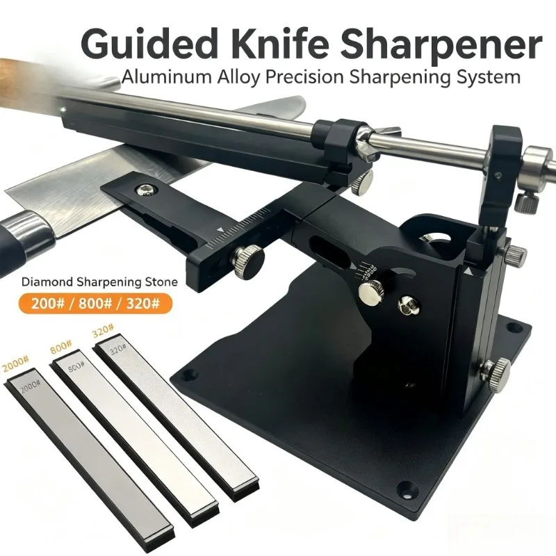 Aluminum Guided Sharpening System - Adjustable Angle Professional Fixed Angle Knife Sharpener Set