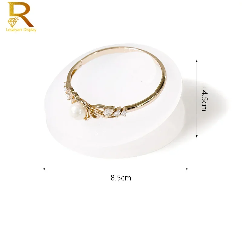 Acrylic White Square Pendant Jewelry Display Presentation Pad Round Stand Holder Ring Earrings Bracelet Jade Article Organizer