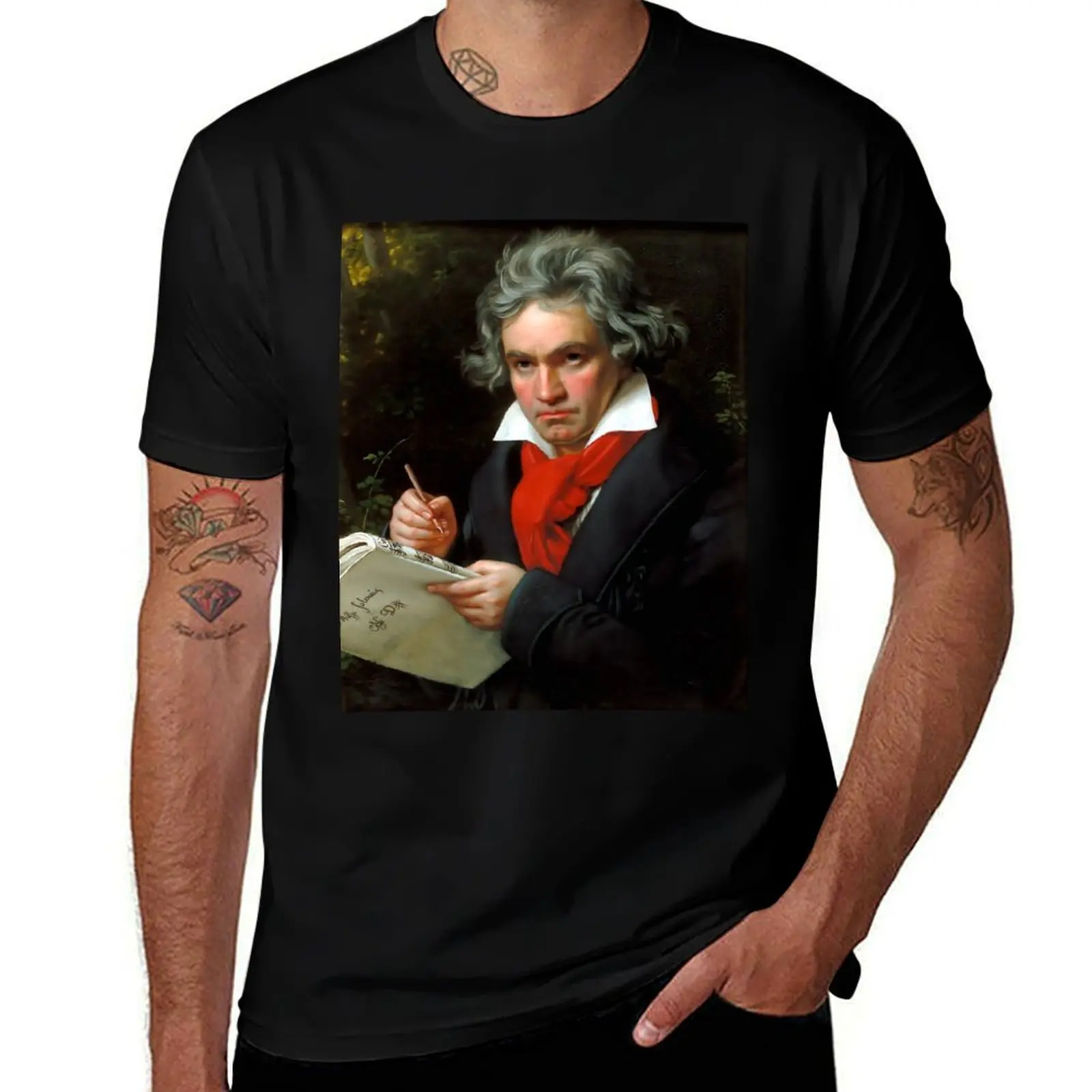 Ludwig van Beethoven (1770-1827) by Joseph Karl Stieler, 1820 T-Shirt Basic Crew Neck Short Sleeve Top T-Shirt