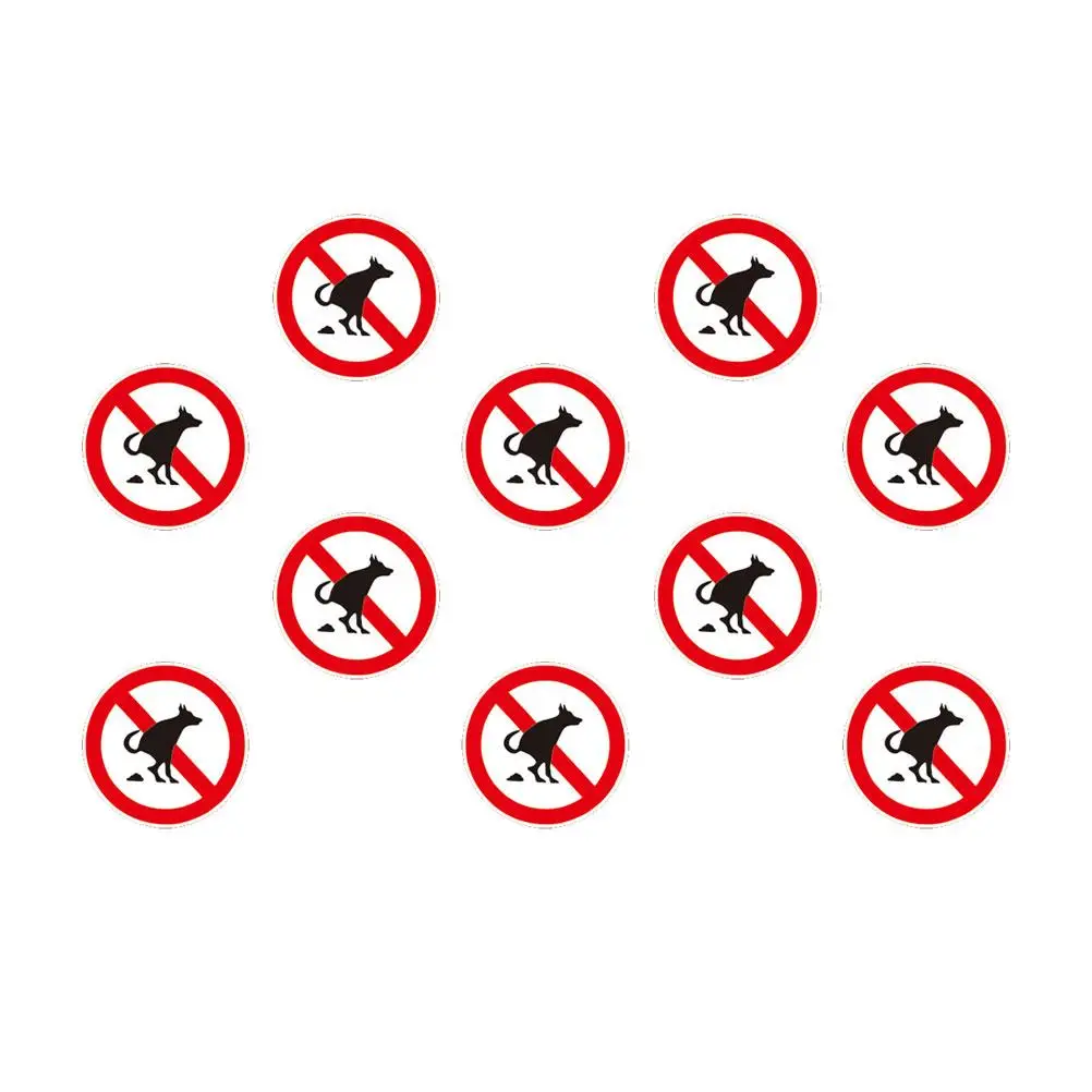 10 Sheets Waterproof Sticker No Pet Pooping Sign Smooth Surface Ideal Warning Signs Environment Sign Decal
