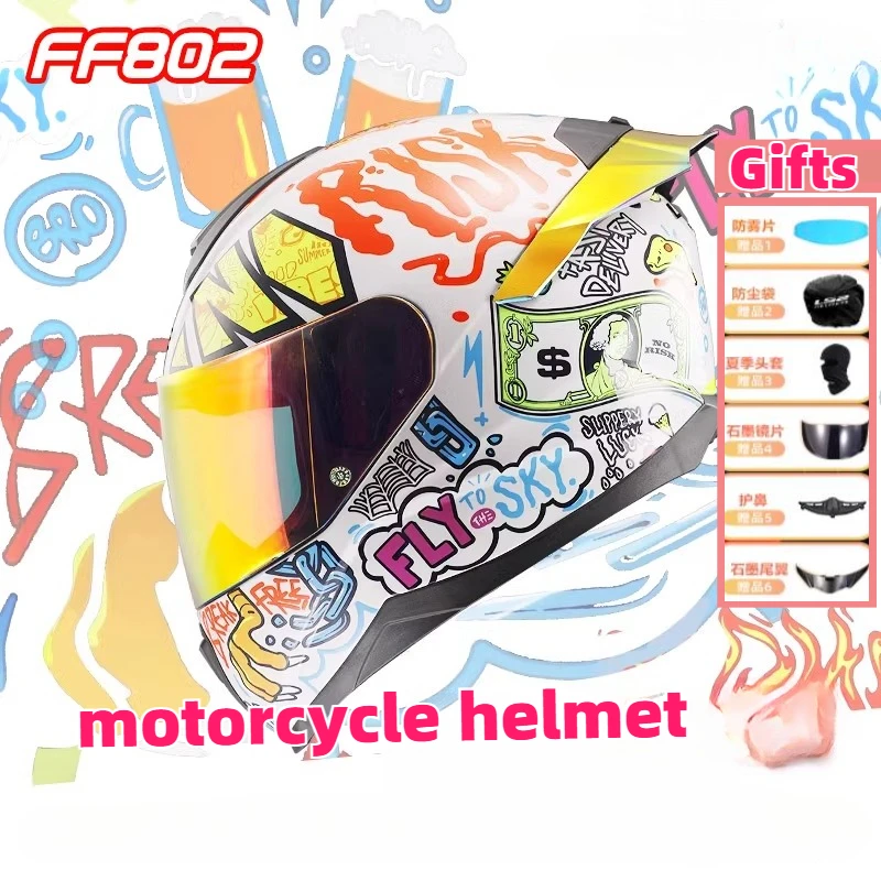 

LS2 Motorcycle Full Face Helmet Men Women Biker Racing Full Helmet Anti-fog Big Tail Wing Motorbike Helmet Casco Moto FF802