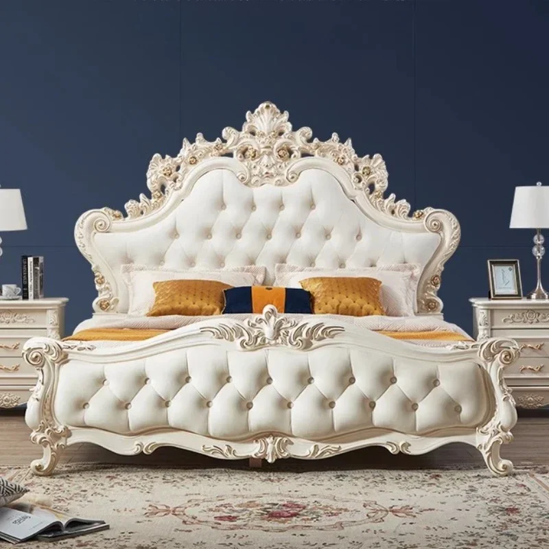 سرير أوروبي عالي الجودة لحفلات الزفاف، مريح لإنشاء سرير كلاسيكي لكامل الجسم، تصميم عصري، أثاث منزلي Cama De Casal #1