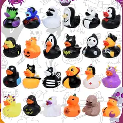 24 PCS Rubber Ducks Assorted Halloween Duckies in Bulk Ducking for Kids Baby Shower Bath Toys Party Favors