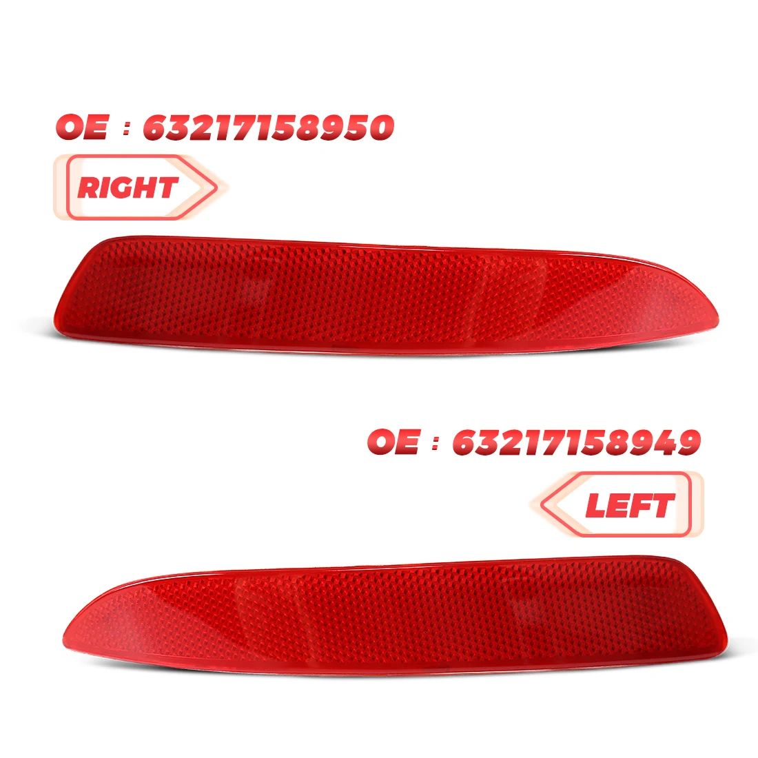 2Pcs Reflective Strips For BMW X5 E70 2007-2010 Rear Bumper Reflector Tail Brake Warning Stop Light 63217158949 63217158950