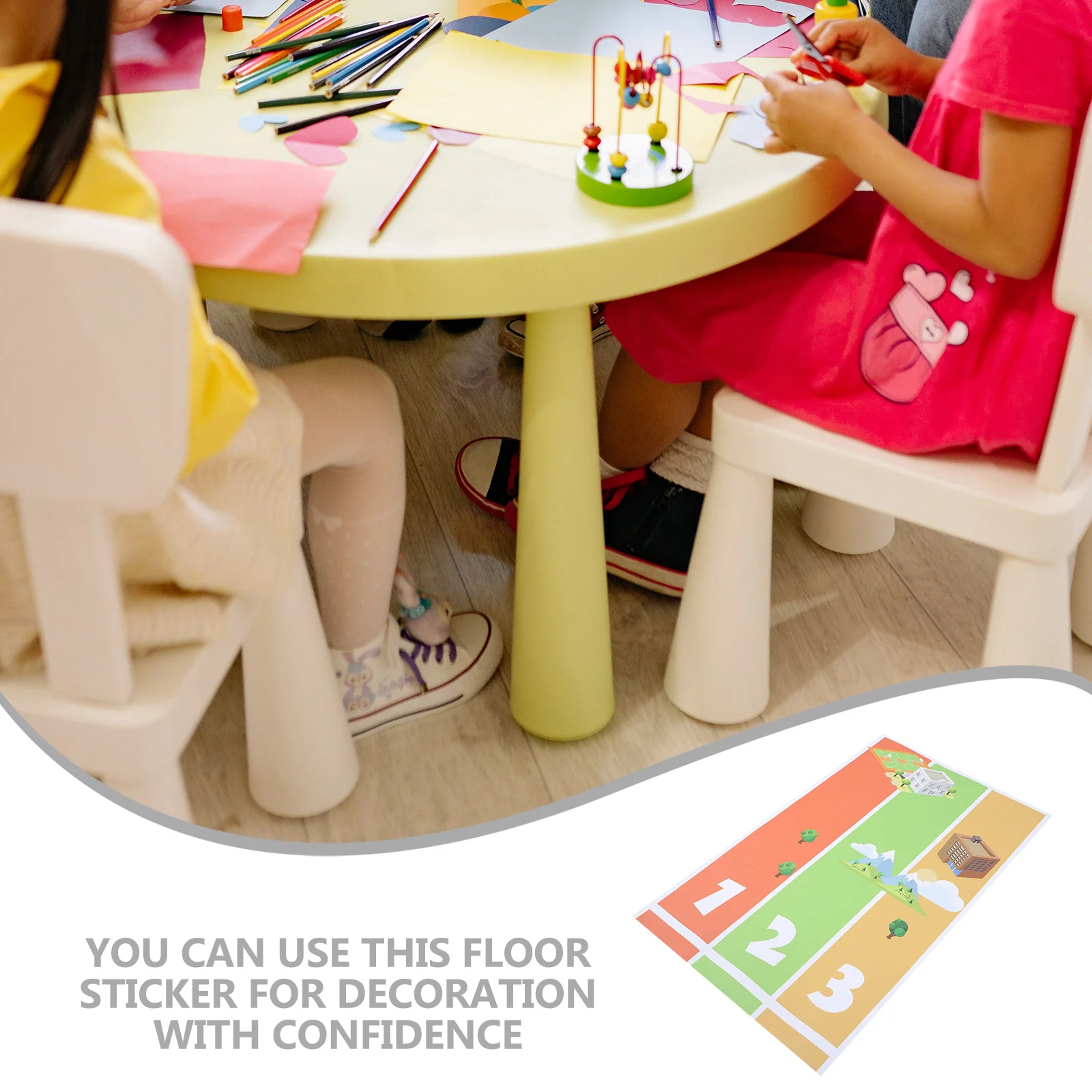 Adesivo per pavimento in pista colorato cartone animato Nastro stradale in PVC Decorazione di passaggio per parco giochi per nastro da pista per uso interno ed esterno