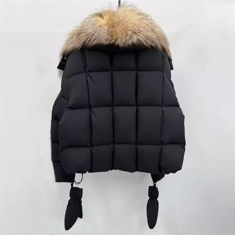 Damen-Winterjacke. Neue Daunenmäntel mit abnehmbarem Fuchspelzkragen für den Winter 2022, weiße Entendaunenfüllung, warmer, dicker Mantel, Oberbekleidung