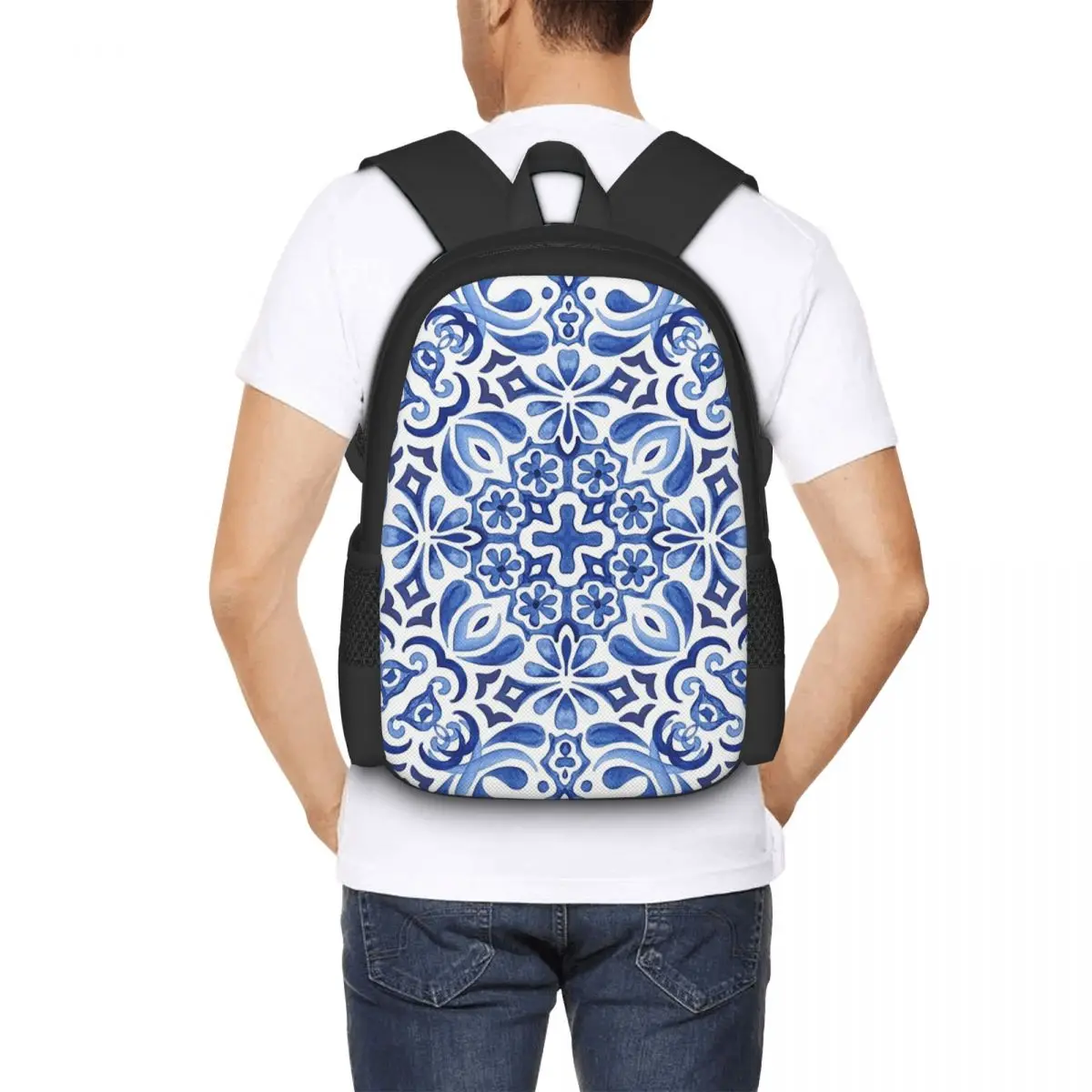 Mediterranean Mosaic Tiles Azulej Backpack Hot Sale Daypack Large Capacity BookBag School Bag Shoulder Bags for Men Women