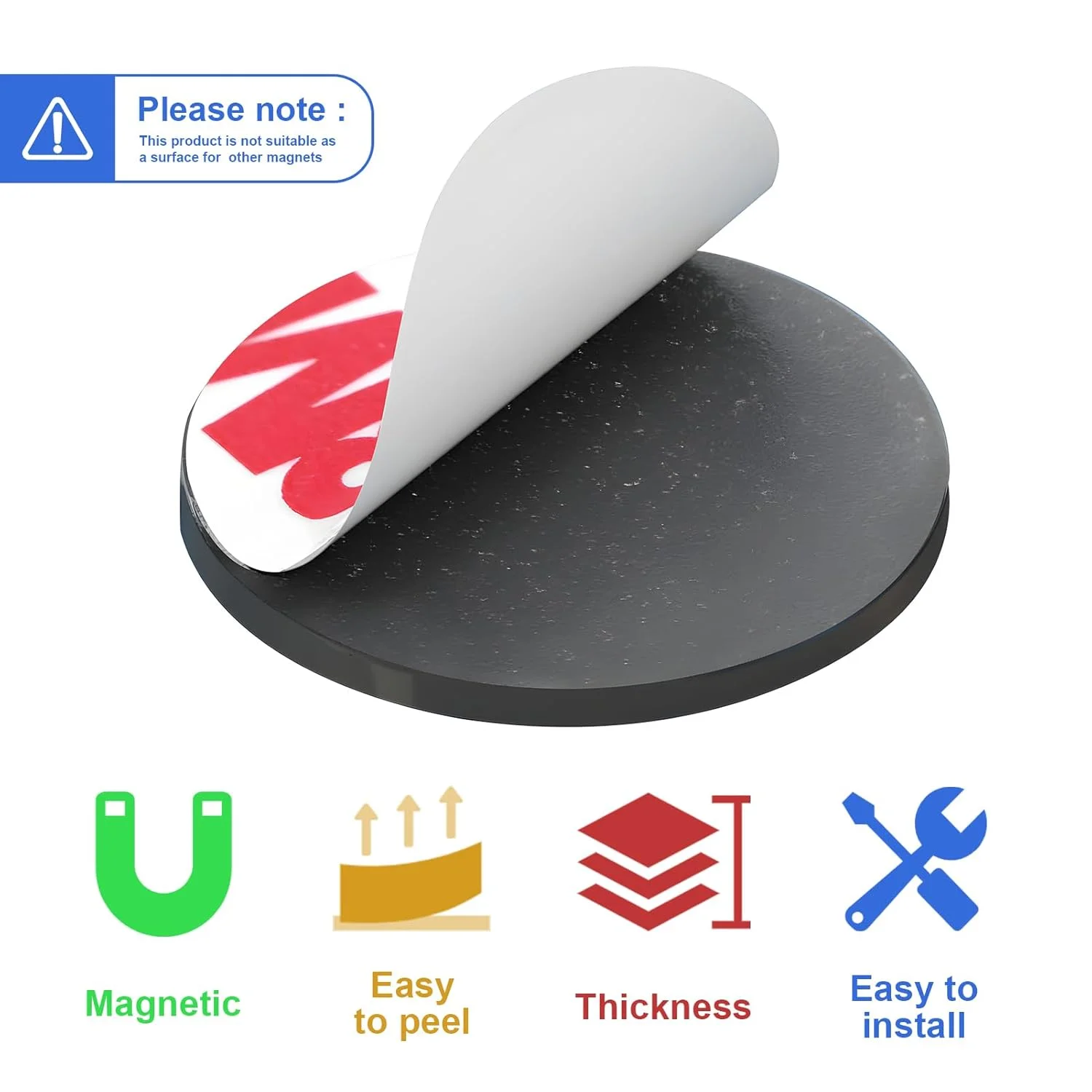 100pcs Self-Adhesive Magnets Sticky Magnetic Dots for Classroom Projects, Fridge Organization & Crafting Fun Whiteboards 50mm
