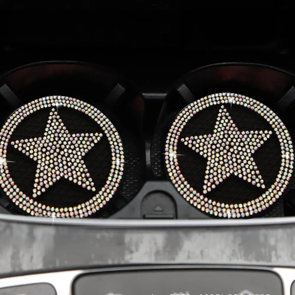 Auto Stable Cup Sparkling Rhinestone Star Car S Anti-scratch Anti-slip Auto Accessories for Cups Water Bottles Universal Car Cup